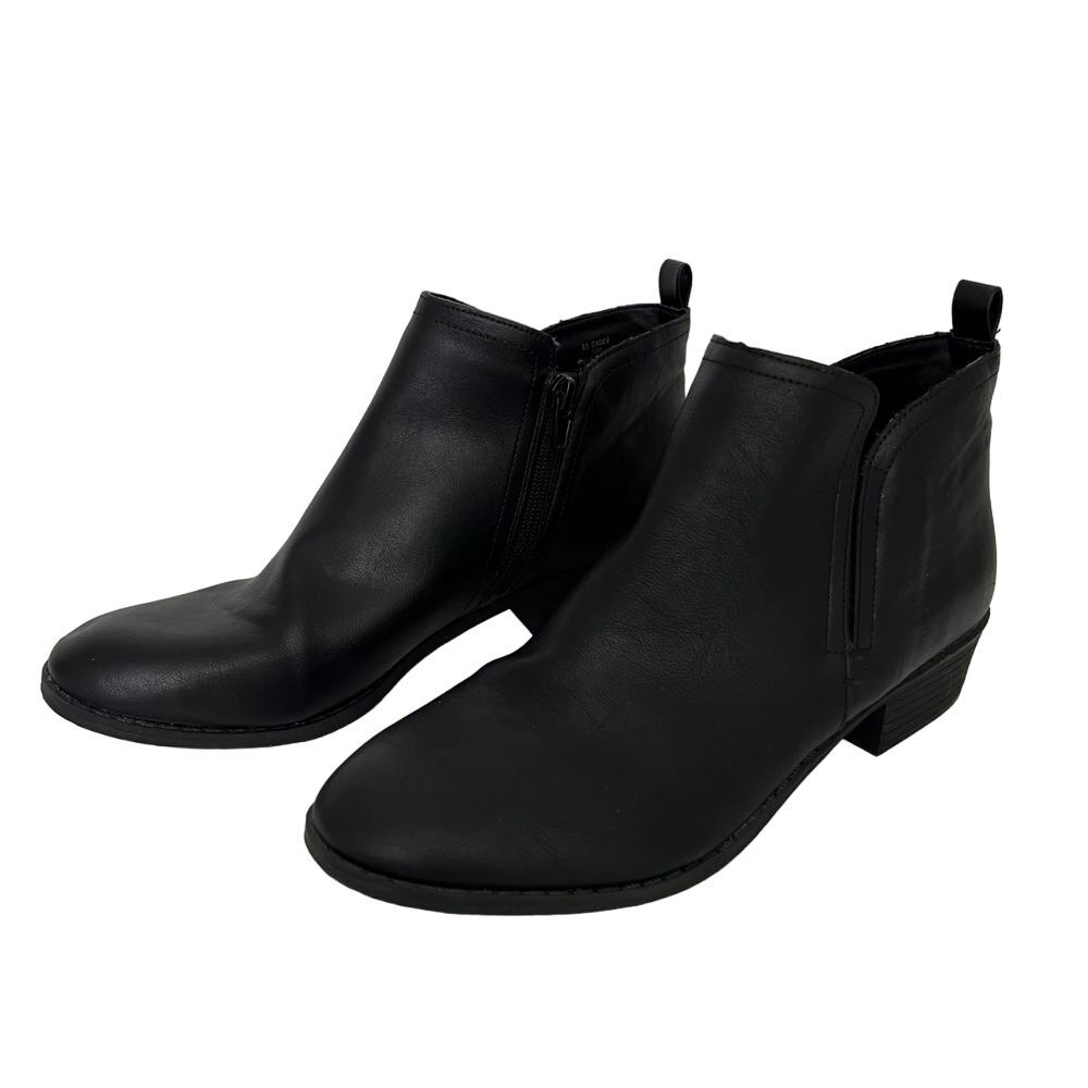Sun + Stone Women's 10 Black Ankle Boots Rounded Toe Zip Up